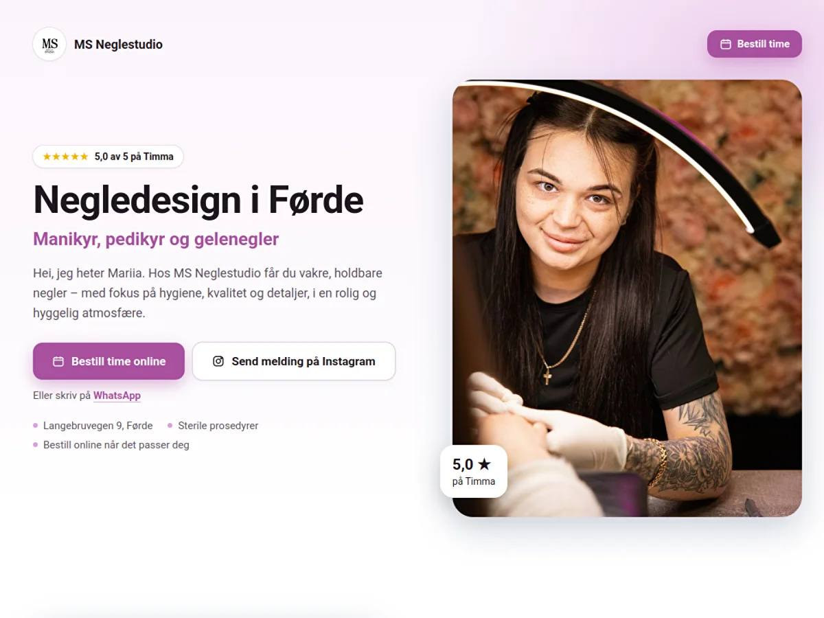 MS Neglestudio – nettside for neglestudio
